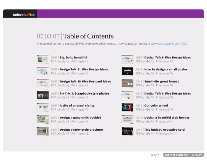 Before & After magazine | 07.03.07 | Table of Contents