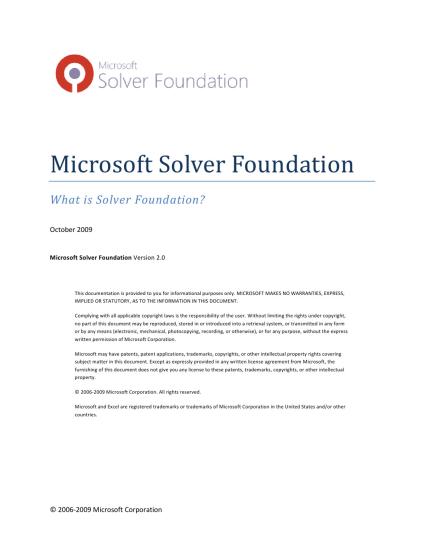 What is Microsoft Solver Foundation